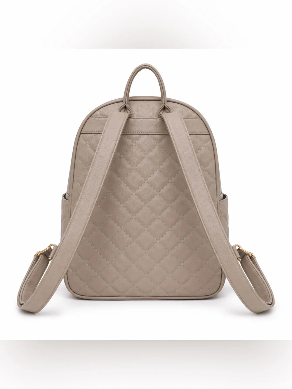 Taupe Quilted Vegan Leather Backpack Gold Hardware NWT